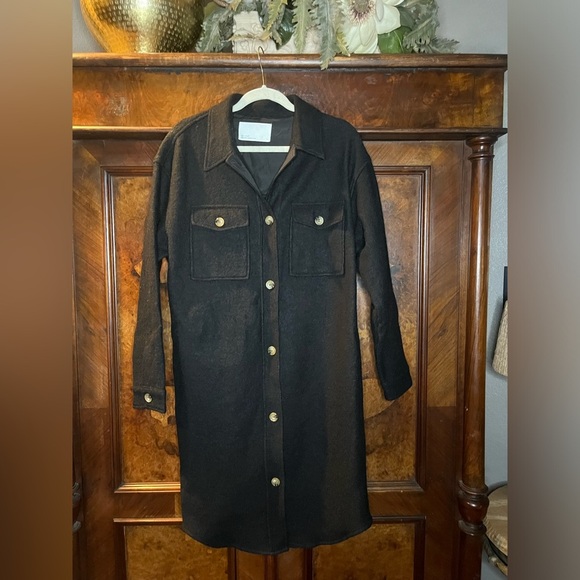 EUC Oak + Fort- 100% Wool Long Shacket. Size S - Picture 1 of 9